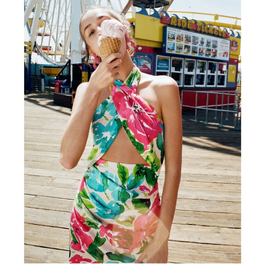 Zara Multicolor Floral Halter dress